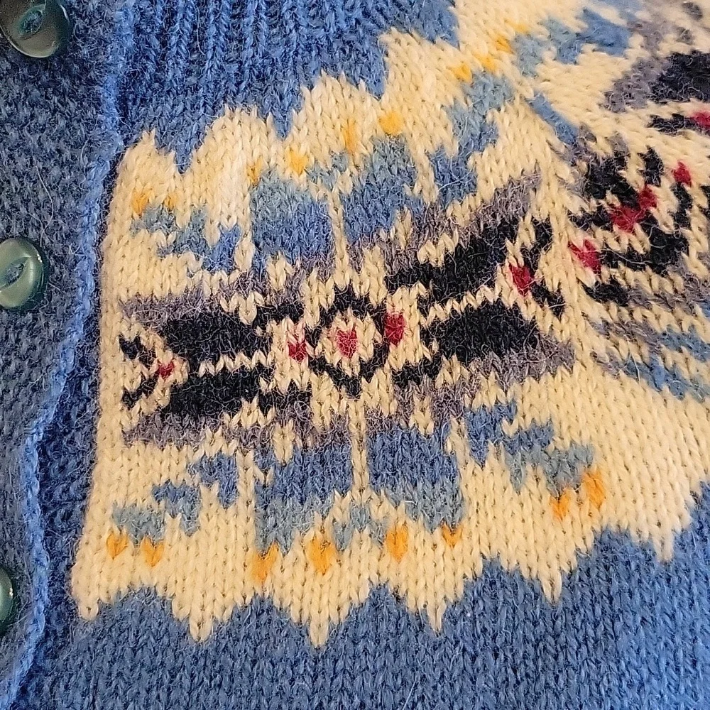 Vintage Shetland Fair Isle Cardigan Sweater - Picture 3 of 7